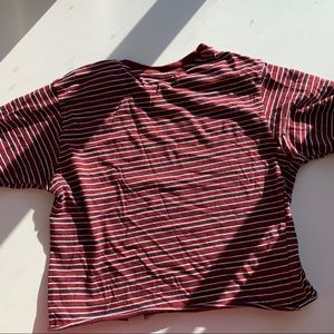Pull&Bear Burgundy Striped Crop-Top XS